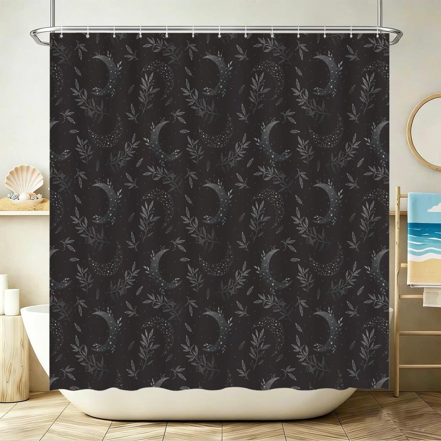 Celestial Floral Bathroom Rug Set, Cosmic Wildflower Bath Mat Trio, Boho Night Sky Decor