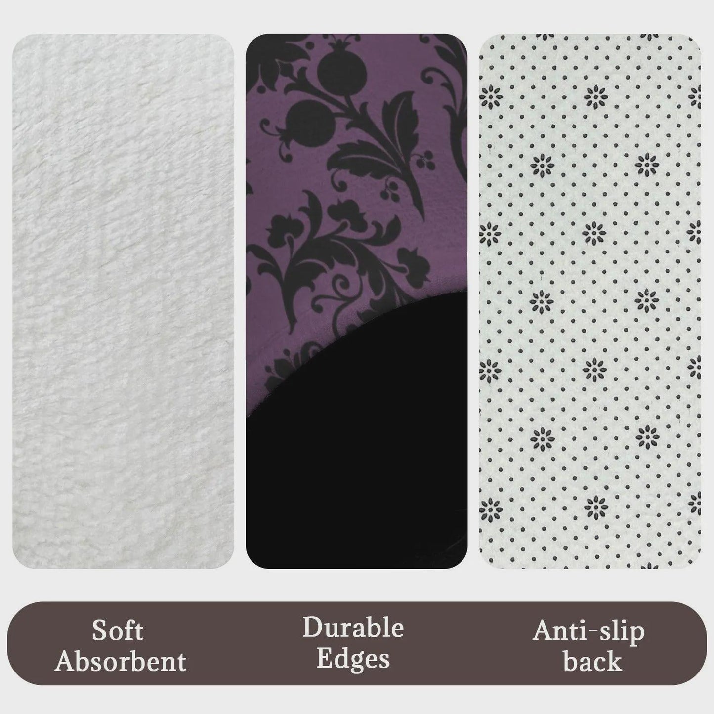 Purple Damask Shower Curtain, Gothic Baroque Bath Decor, Victorian Floral Style