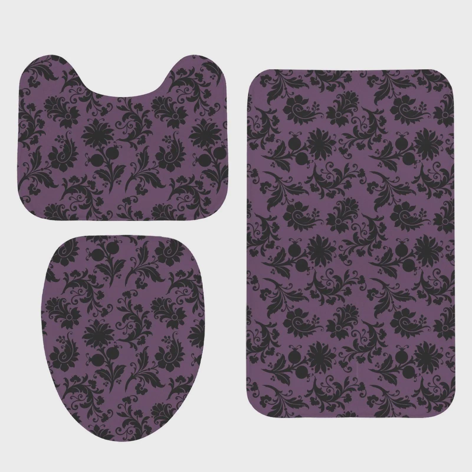 Purple Damask Shower Curtain, Gothic Baroque Bath Decor, Victorian Floral Style