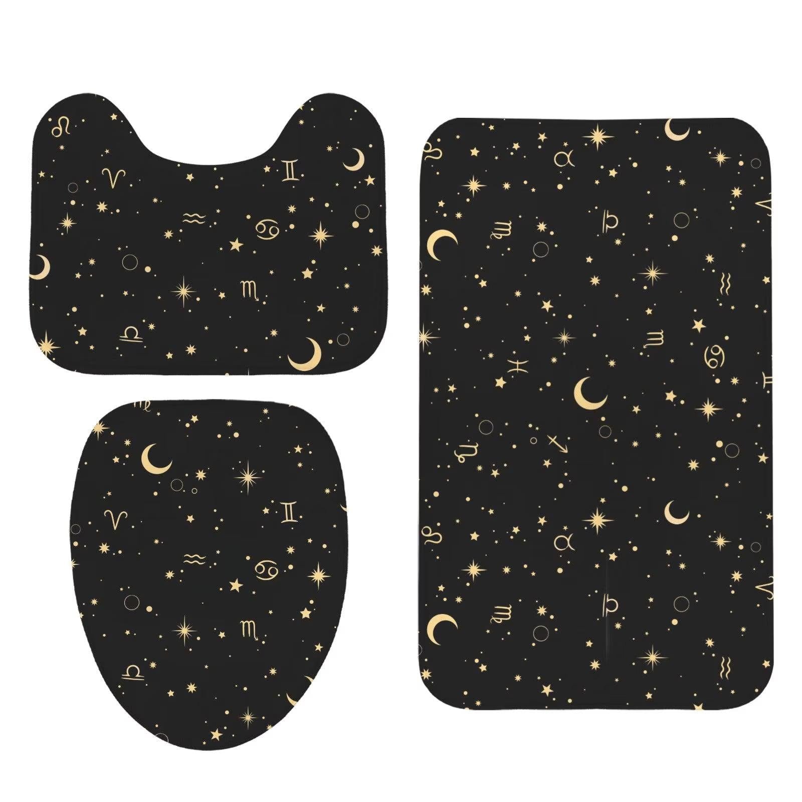 Celestial Zodiac Shower Curtain, Astrology Moon Star Bathroom Decor