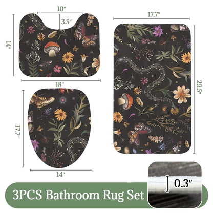 Snake Butterfly Shower Curtain, Dark Woodland Floral Bath Decor