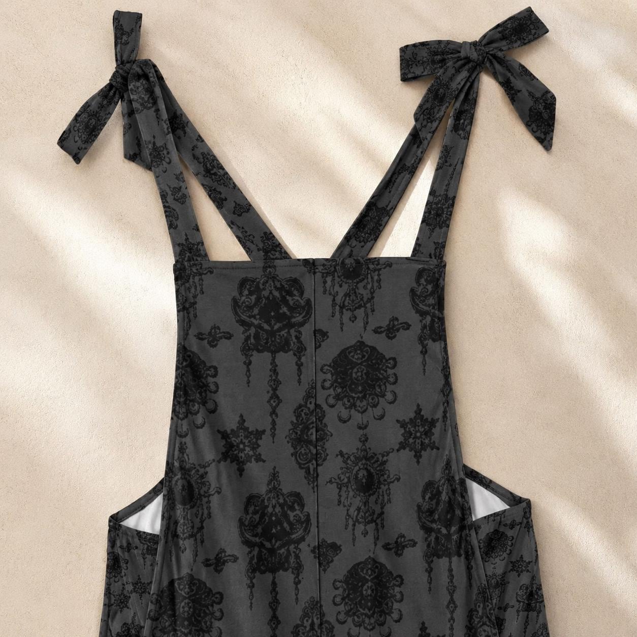 Celestial Tie Strap Jumpsuit, Gothic Wide Leg Romper, Dark Boho Loungewear
