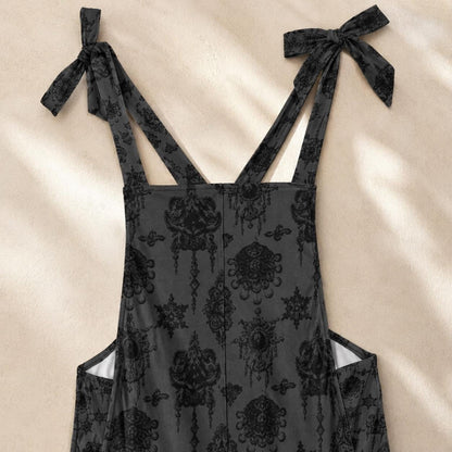 Celestial Tie Strap Jumpsuit, Gothic Wide Leg Romper, Dark Boho Loungewear