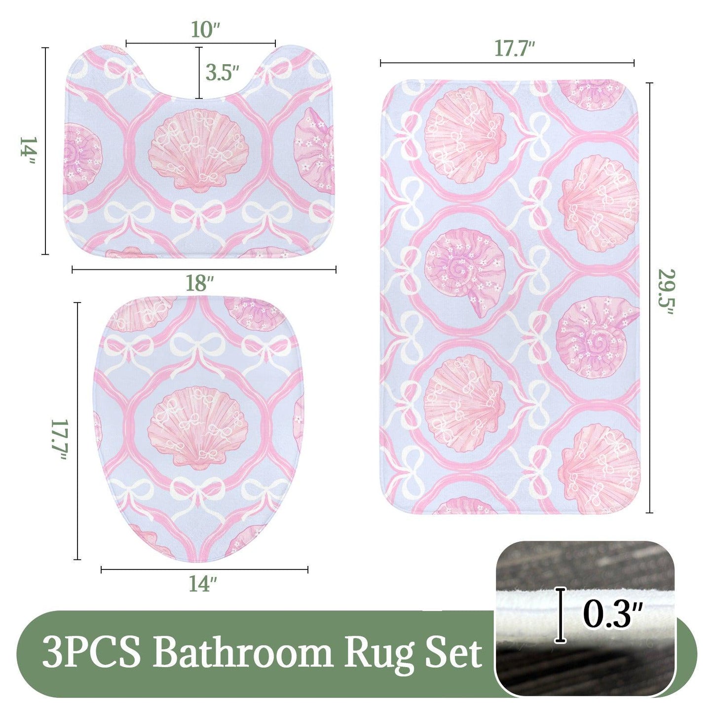 Pink Seashell Shower Curtain, Coquette Bow Pastel Coastal Bath Decor