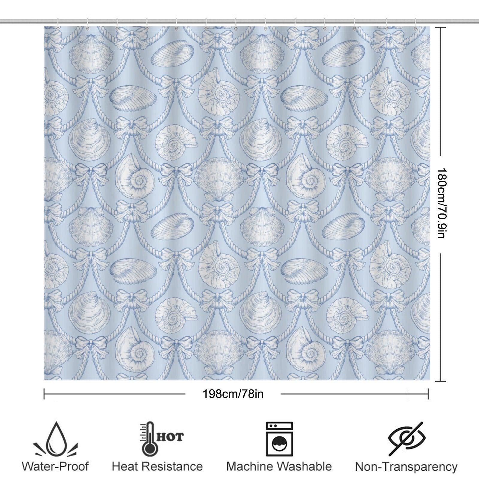 Seashell Bath Mat Set, Coastal Rope Bow Bathroom Rug, Nautical Toilet Contour Mat