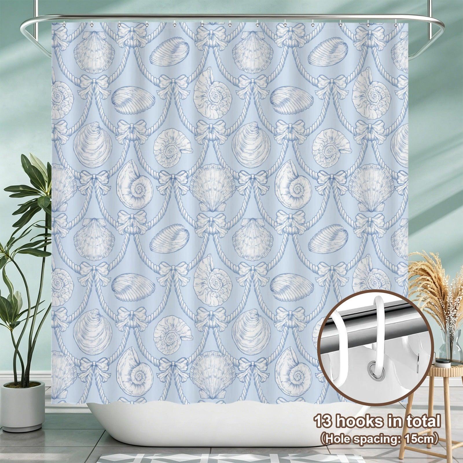 Seashell Bath Mat Set, Coastal Rope Bow Bathroom Rug, Nautical Toilet Contour Mat