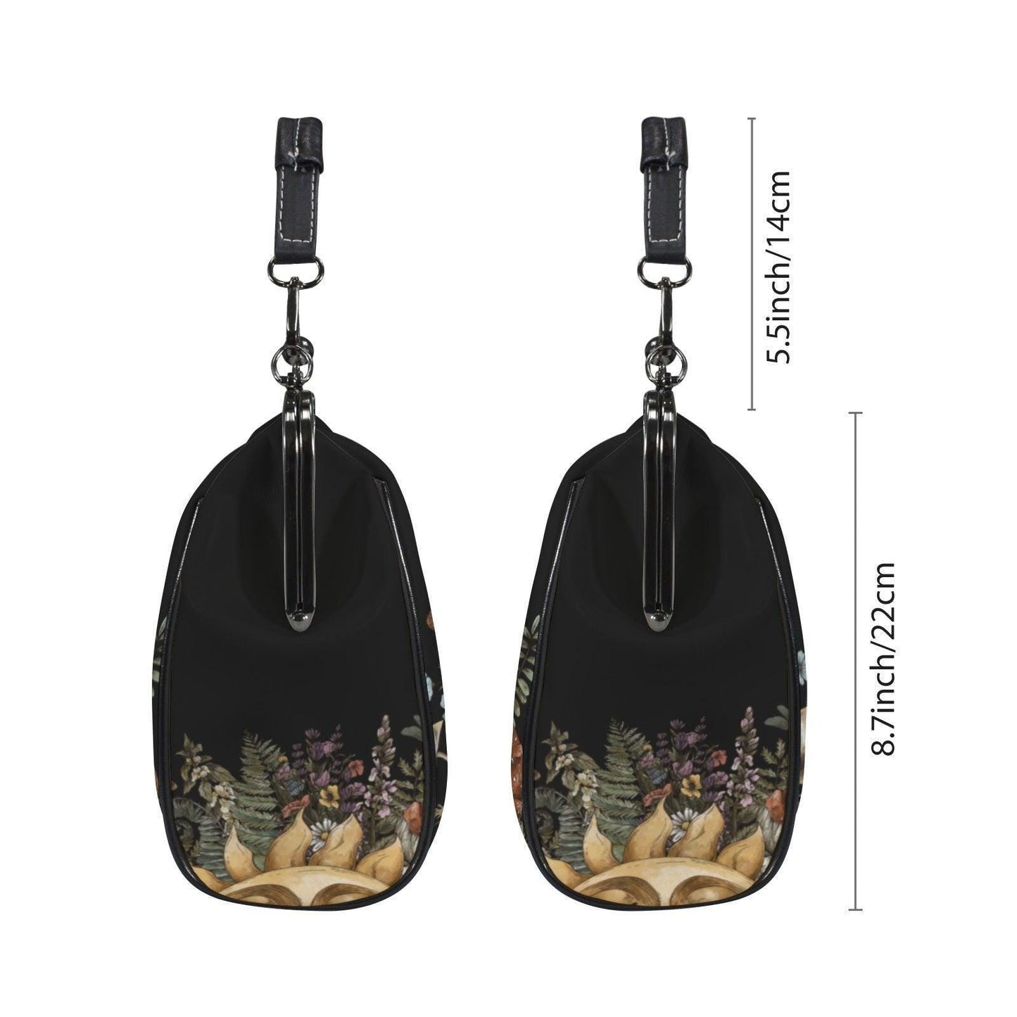 Kiss Lock Purse, Dark Cottagecore Handbag, Sun Botanical Frame Bag
