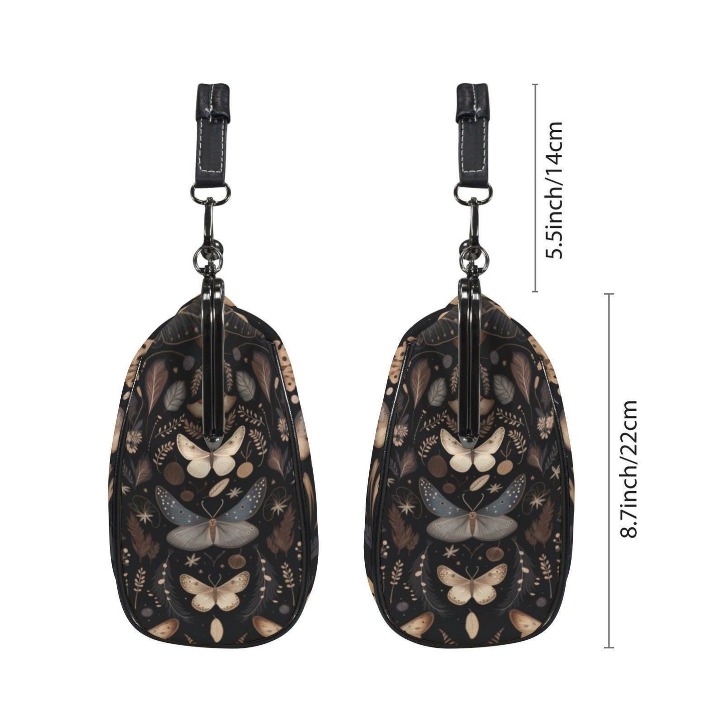 Vintage Moth Print Handbag: Botanical Clasp Purse