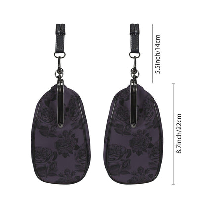 Purple rose kisslock bag, vintage floral frame handbag, dark romance top handle purse