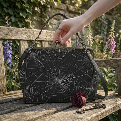 Spiderweb Gothic Bag, Web Purse, Dark Spider Clutch, Halloween Crossbody Satchel, Mystical Gothic Handbag, Occult Spider Bag, Spooky Gift