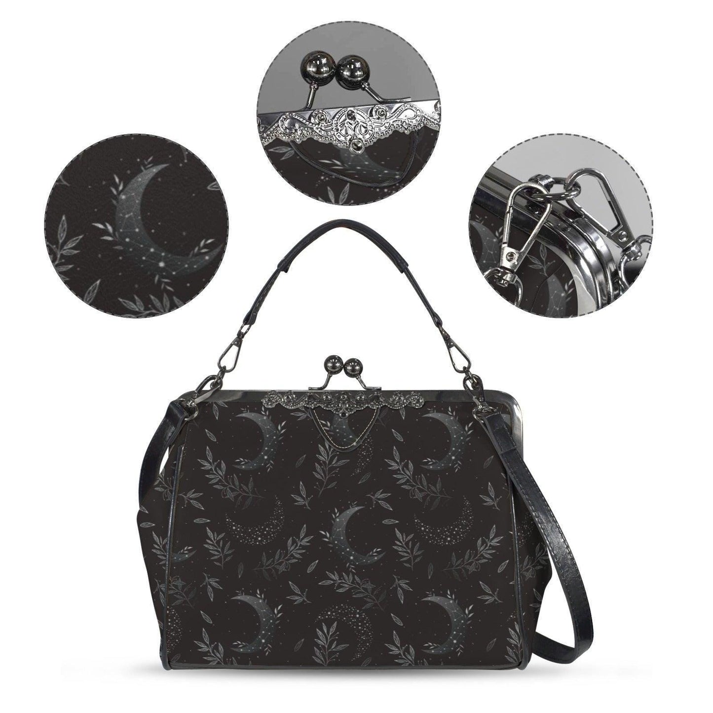 Black Moon Purse, Gothic Lunar Clutch, Dark Celestial Bag