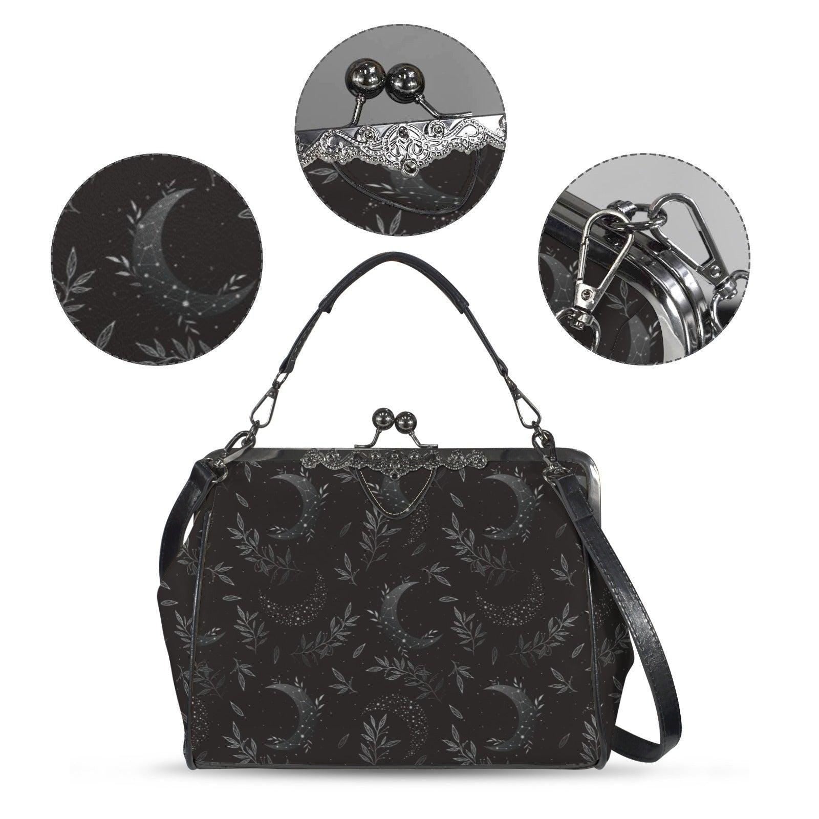 Black Moon Purse, Gothic Lunar Clutch, Dark Celestial Bag