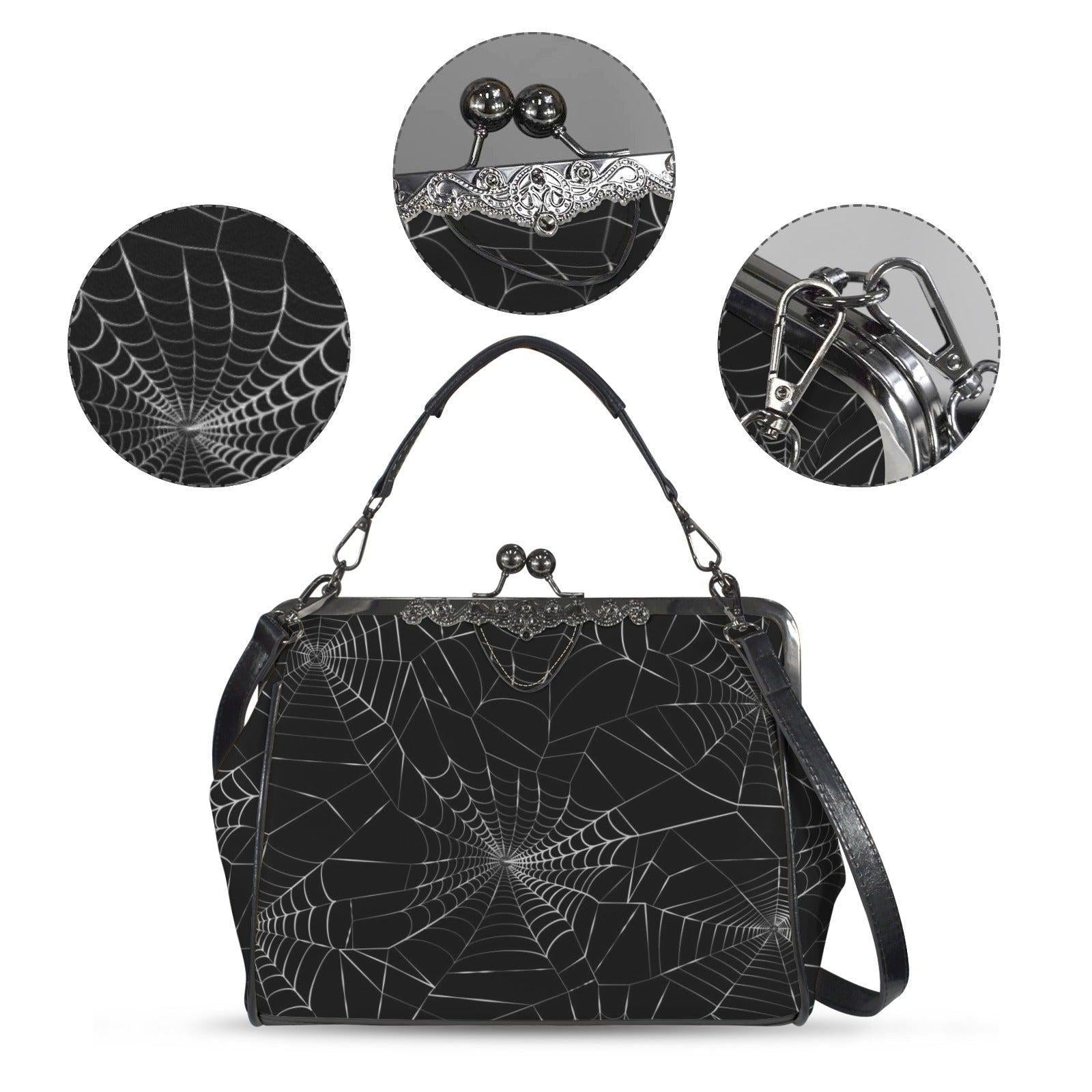 Spiderweb Gothic Bag, Web Purse, Dark Spider Clutch, Halloween Crossbody Satchel, Mystical Gothic Handbag, Occult Spider Bag, Spooky Gift