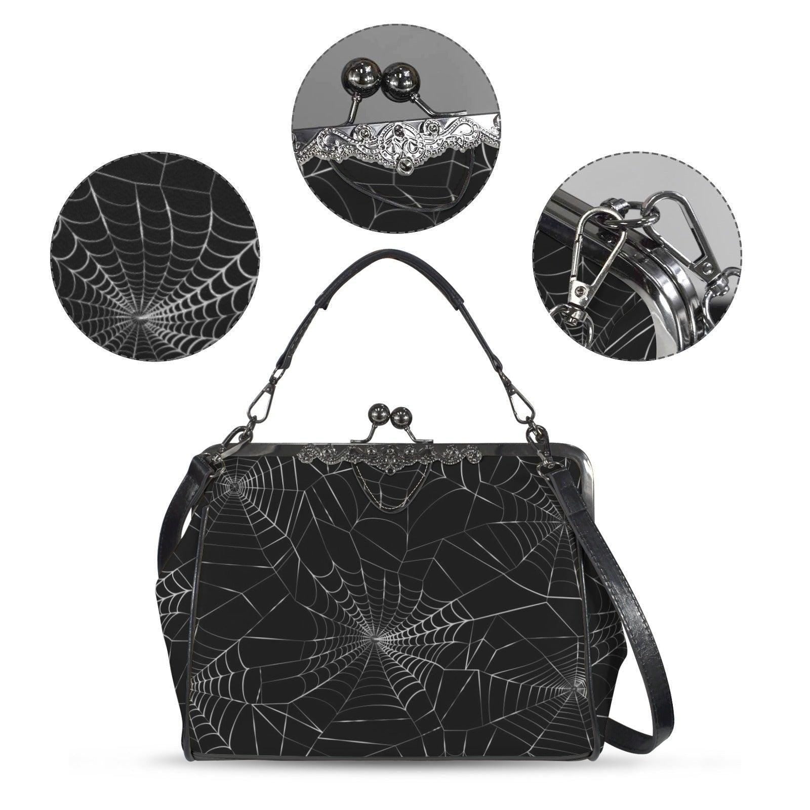 Spiderweb Gothic Bag, Web Purse, Dark Spider Clutch, Halloween Crossbody Satchel, Mystical Gothic Handbag, Occult Spider Bag, Spooky Gift