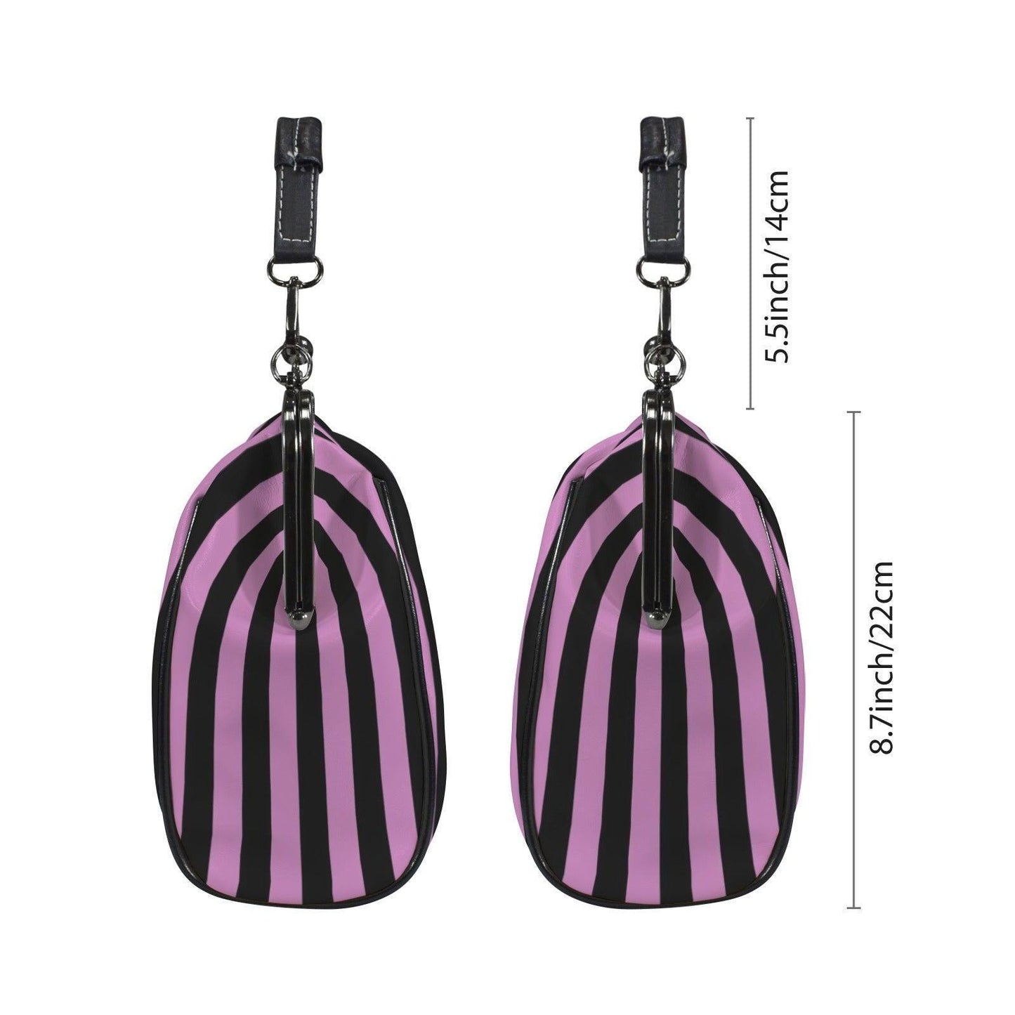 Pink and Black Stripe Vintage Handbag, Carnival Witchy Satchel, Retro Festival Bag, Enchanted Stripe Purse