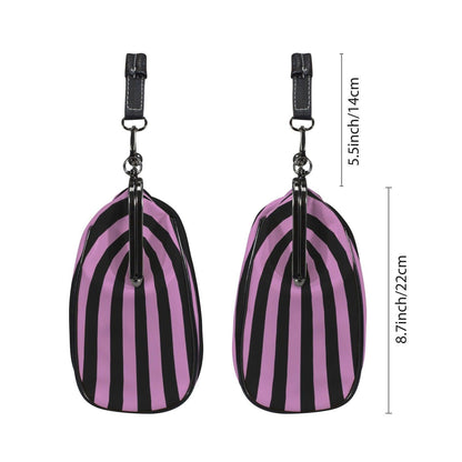 Pink and Black Stripe Vintage Handbag, Carnival Witchy Satchel, Retro Festival Bag