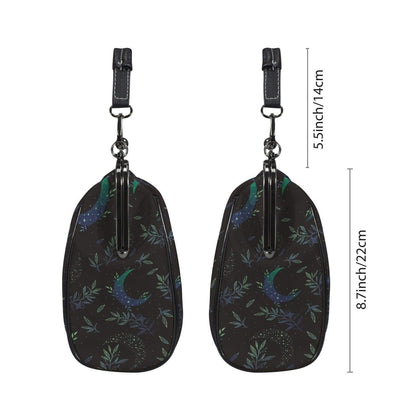 Moon Phase Kiss Lock Purse, Botanical Crescent Handbag in Blue Green Night Sky