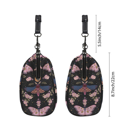 Kiss Lock Purse, Pink Moth Shoulder Bag, Moon Blossom Frame Handbag