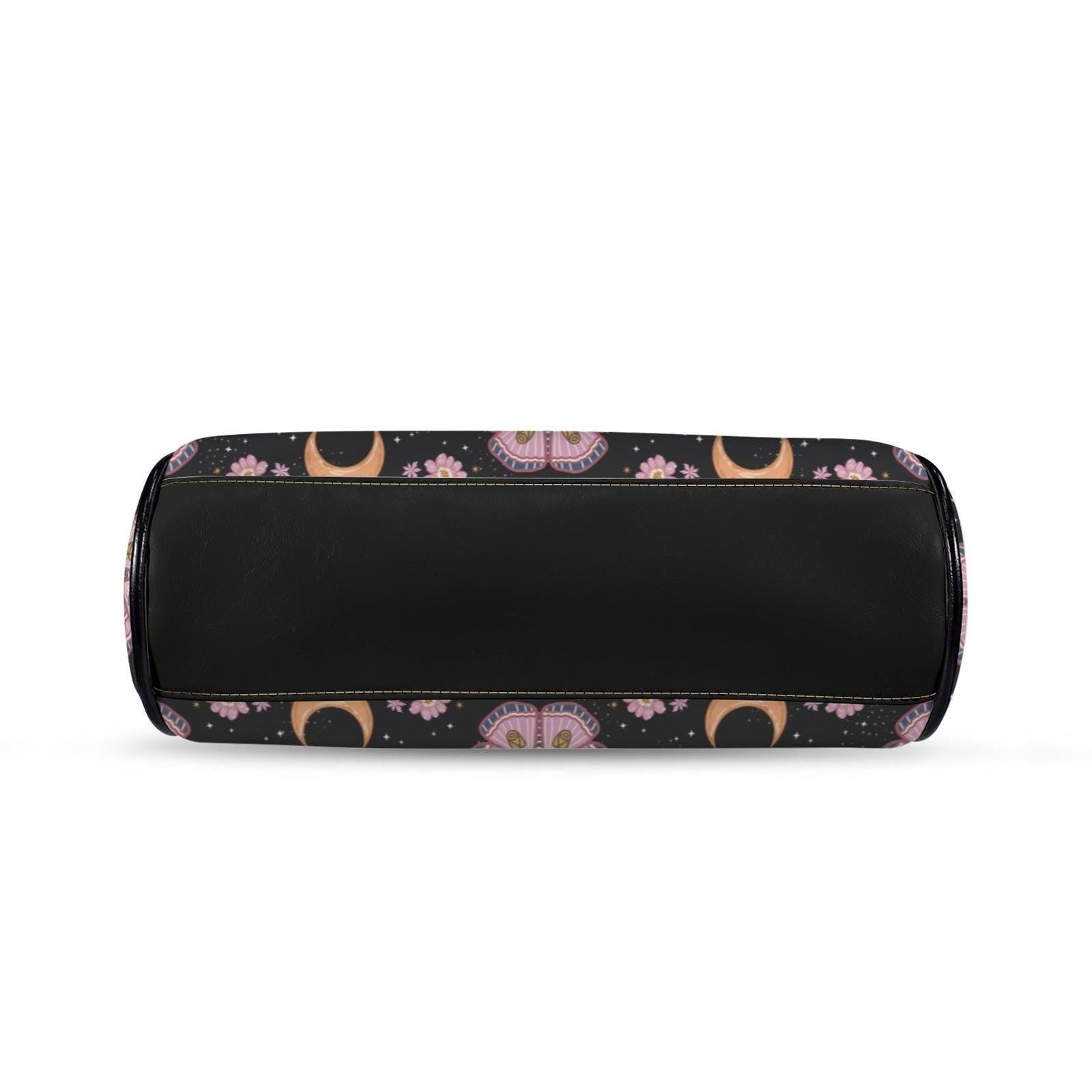 Kiss Lock Purse, Pink Moth Shoulder Bag, Moon Blossom Frame Handbag