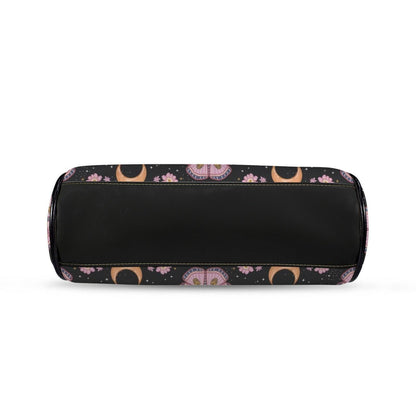 Kiss Lock Purse, Pink Moth Shoulder Bag, Moon Blossom Frame Handbag