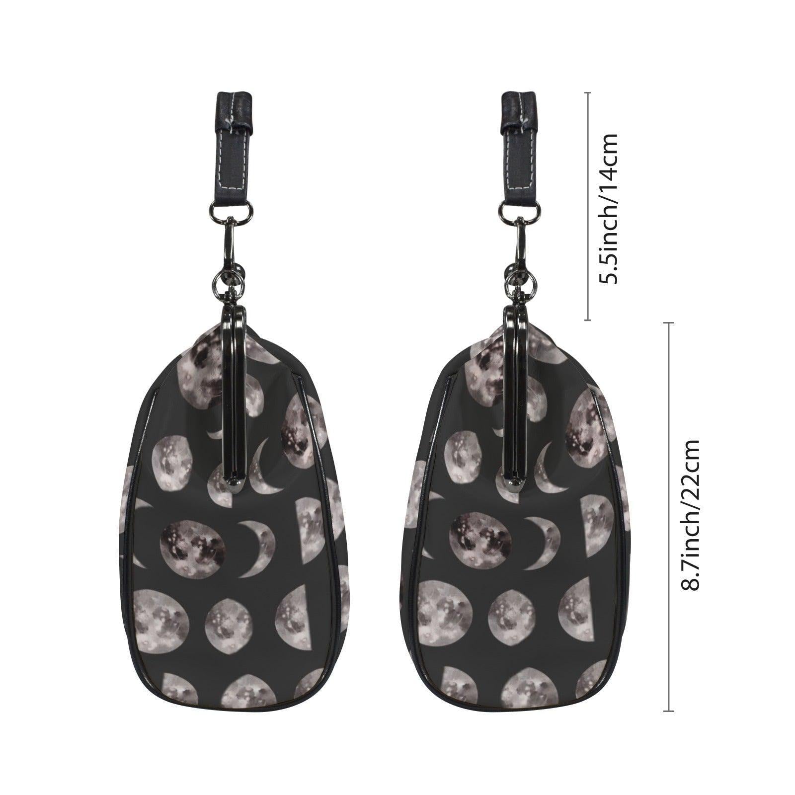 Moon Phase Kiss Lock Bag, Celestial Gothic Purse, Witchy Shoulder Handbag