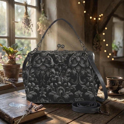 Baroque Black Handbag, Gothic Victorian Purse, Witchy Gift Bag