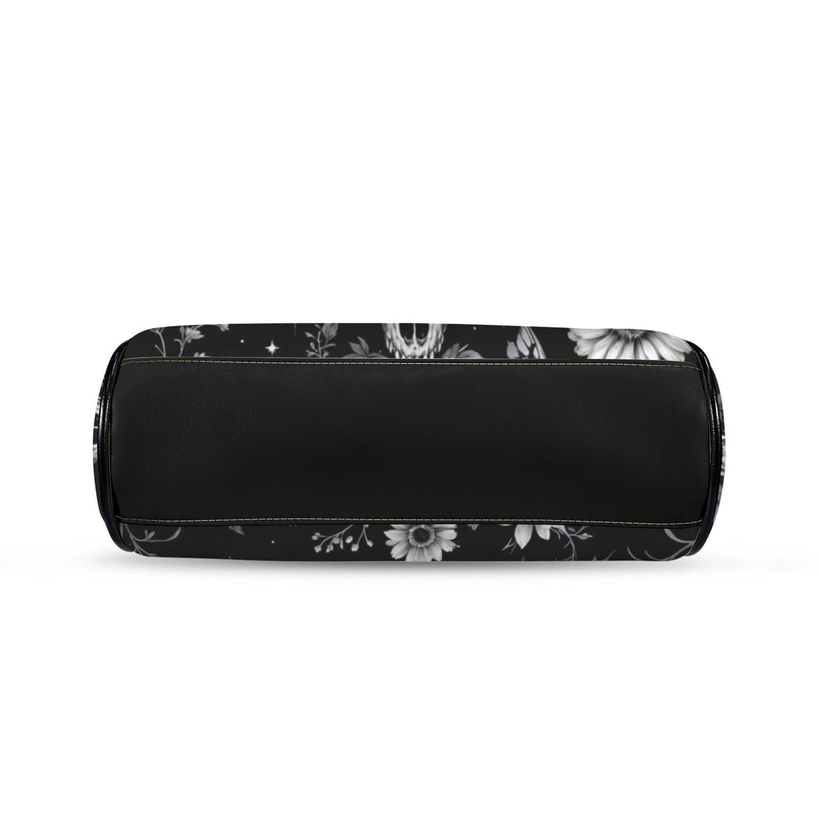 Skull kiss lock purse, butterfly gothic frame bag, monochrome floral handbag