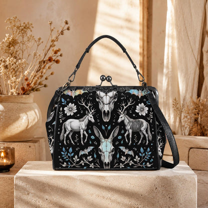 Deer Skull Frame Purse, Taxidermy Style Handbag, Dark Folklore Bag
