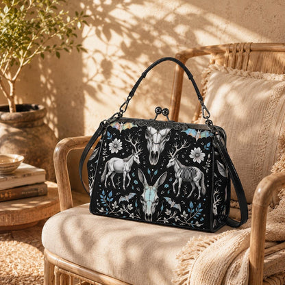 Deer Skull Frame Purse, Taxidermy Style Handbag, Dark Folklore Bag