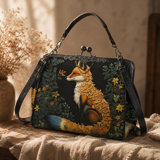 Fox Woodland Purse, Forest Animal Bag, Witchy Nature Clutch