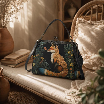 Fox Woodland Purse, Forest Animal Bag, Witchy Nature Clutch