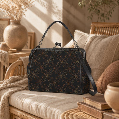 Spiderweb Kiss Lock Bag Vintage Frame Handbag Halloween Shoulder Purse