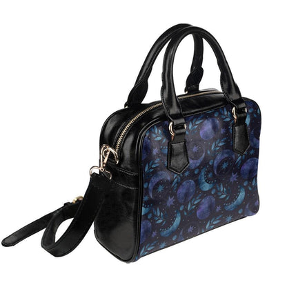 Moon Phase Bowler Bag, Blue Astrology Handbag, Night Sky Shoulder Purse