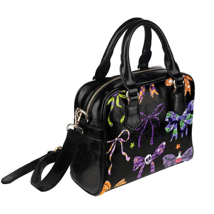 Halloween Bow Purse, Spooky Ribbon Handbag, Goth Skull Satchel, Dark Coquette Bag