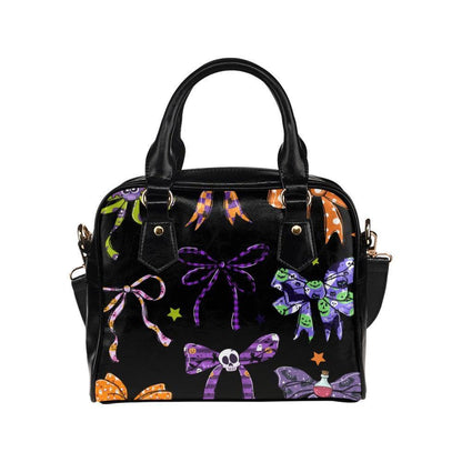 Halloween Bow Purse, Spooky Ribbon Handbag, Goth Skull Satchel, Dark Coquette Bag