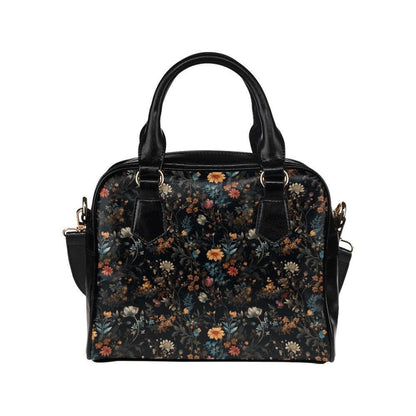 Dark Floral Satchel, Witchy Botanical Handbag, Cottagecore Purse