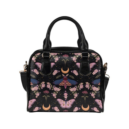 Celestial Moth Purse, Moon Phase Satchel Bag, Witchy Floral Handbag