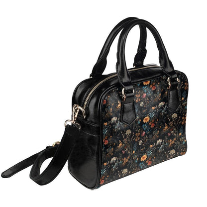 Dark Floral Satchel, Witchy Botanical Handbag, Cottagecore Purse