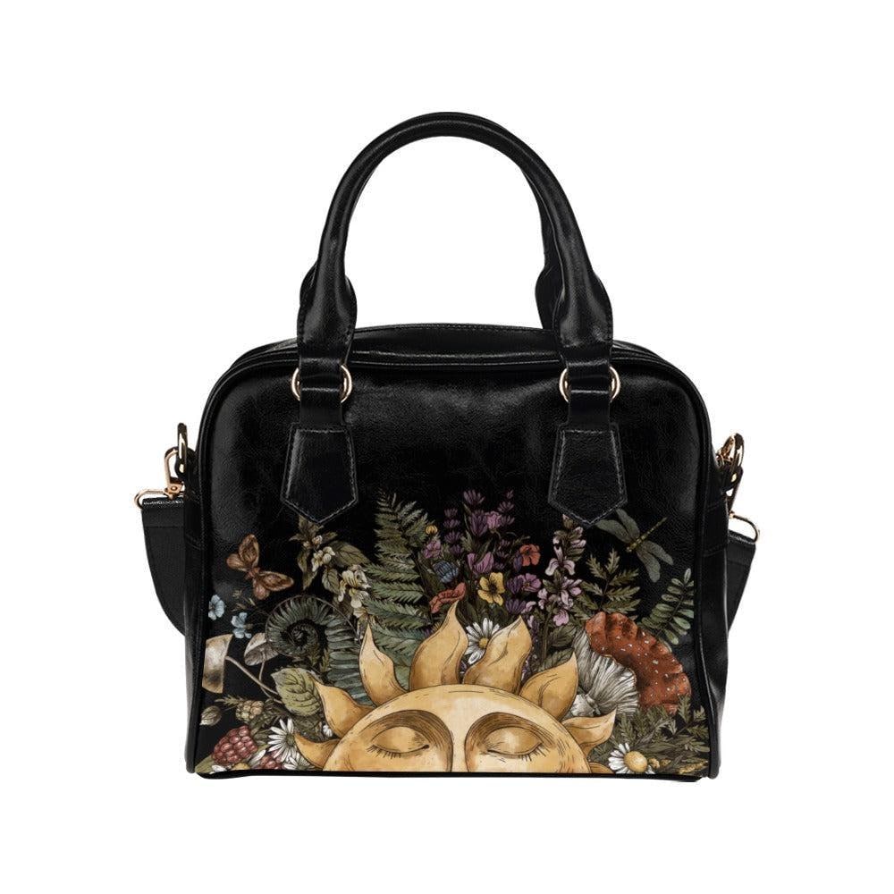 Satchel Purse, Woodland Sun Floral Handbag, Cottagecore Top Handle Bag