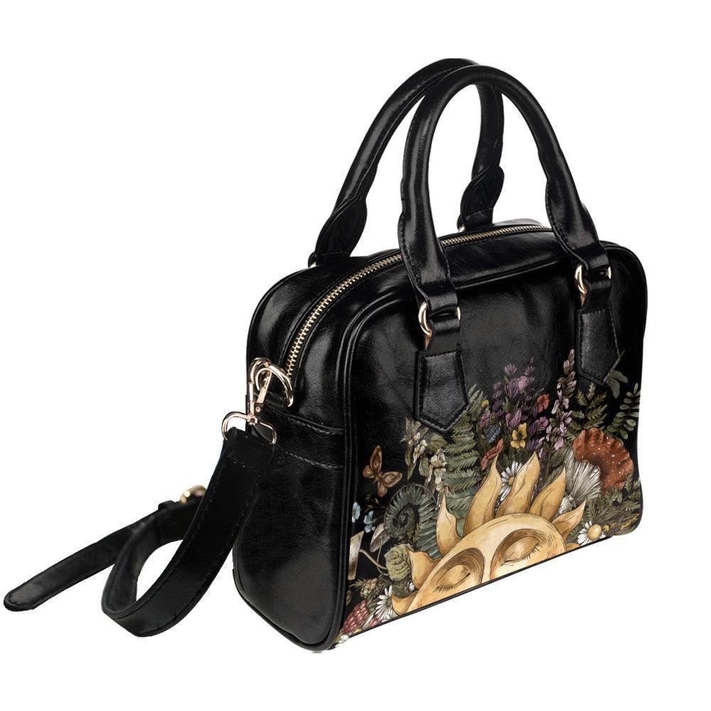Satchel Purse, Woodland Sun Floral Handbag, Cottagecore Top Handle Bag