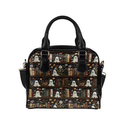 Ghost Bookshelf Handbag, Spooky Book Lover Purse, Gothic Librarian Satchel