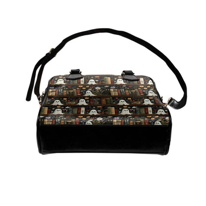 Ghost Bookshelf Handbag, Spooky Book Lover Purse, Gothic Librarian Satchel