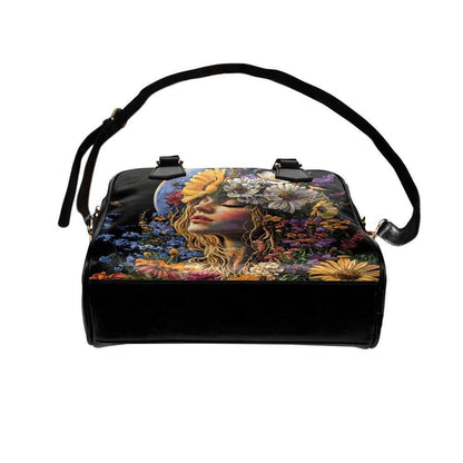 Boho Portrait Handbag, Wildflower Woman Satchel, Festival Statement Purse