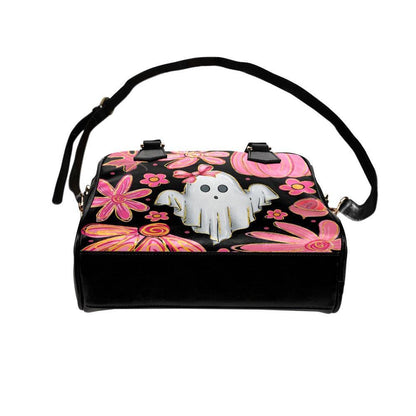 Pink Ghost Purse, Coquette Spooky Handbag, Floral Pumpkin Top Handle Bag