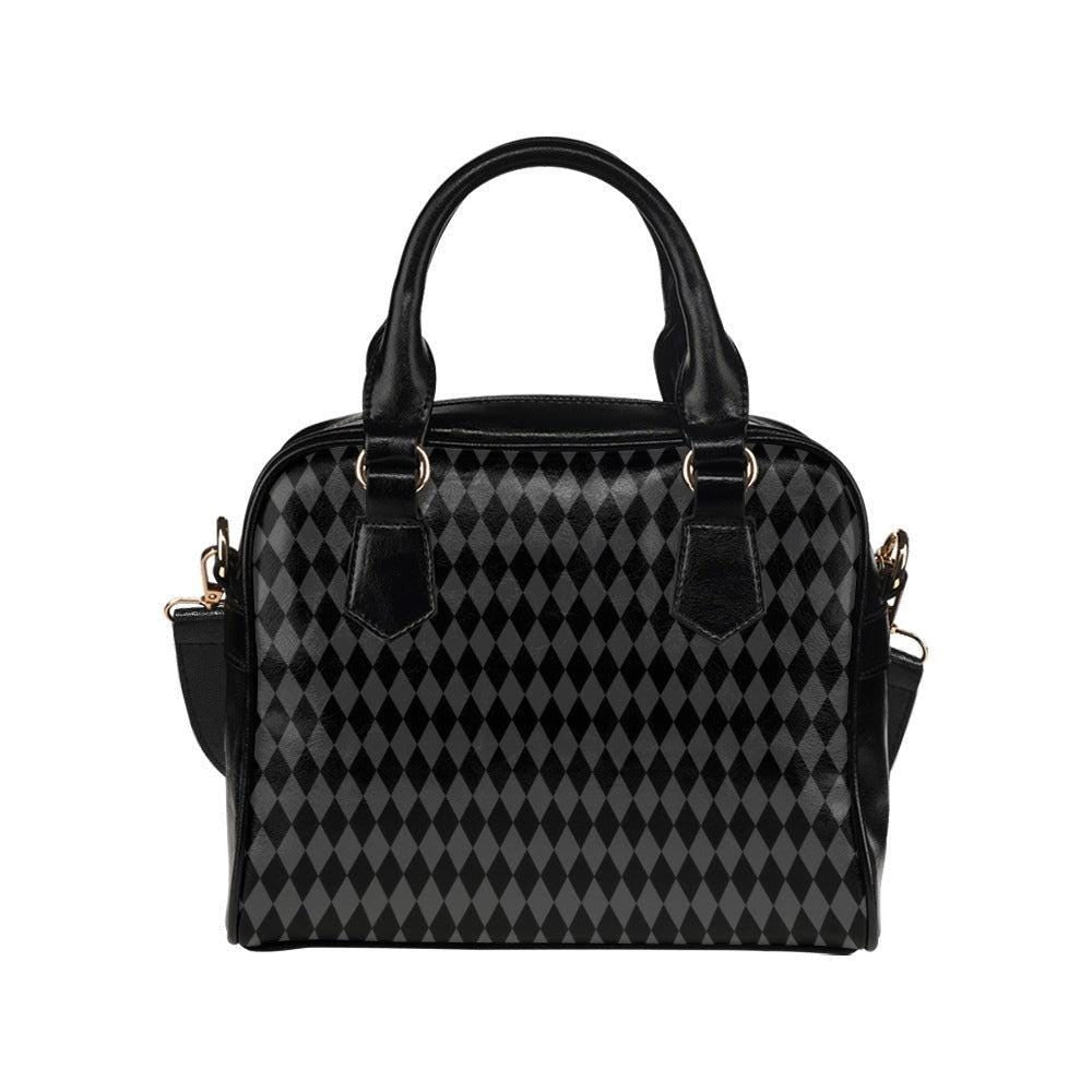 Black Harlequin Handbag, Gothic Satchel Purse, Dark Academia Shoulder Bag