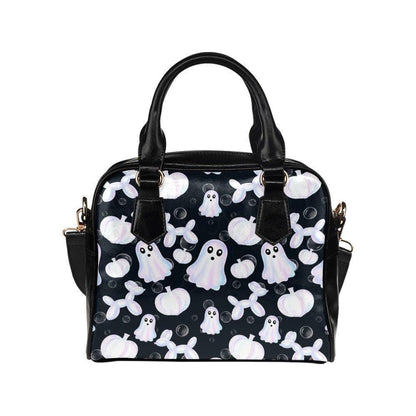 Monochrome Ghost Handbag, Black White Pumpkin Purse, Minimal Spooky Bowler Bag