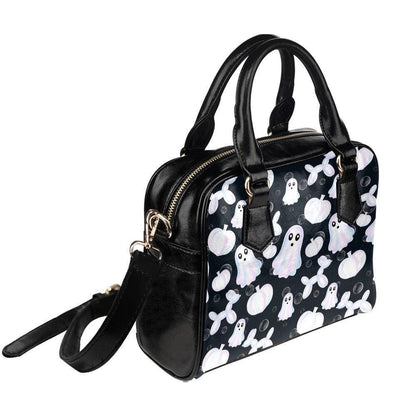Monochrome Ghost Handbag, Black White Pumpkin Purse, Minimal Spooky Bowler Bag