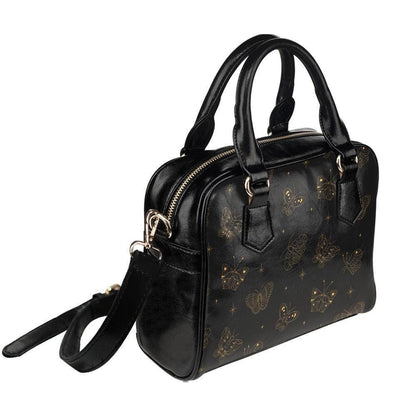 Butterfly Satchel Bag, Black Line Art Handbag, Minimalist Boho Purse