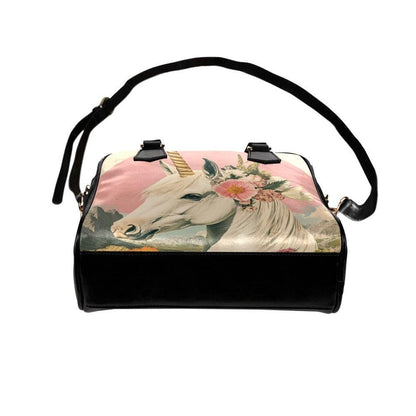 Unicorn Purse with Floral Crown, Fantasy Satchel Bag, Pink Whimsical Handbag