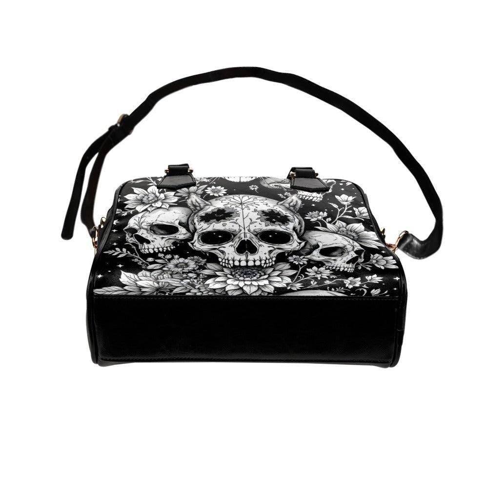 Skull Floral Handbag, Witchy Crossbody Satchel, Occult Fashion